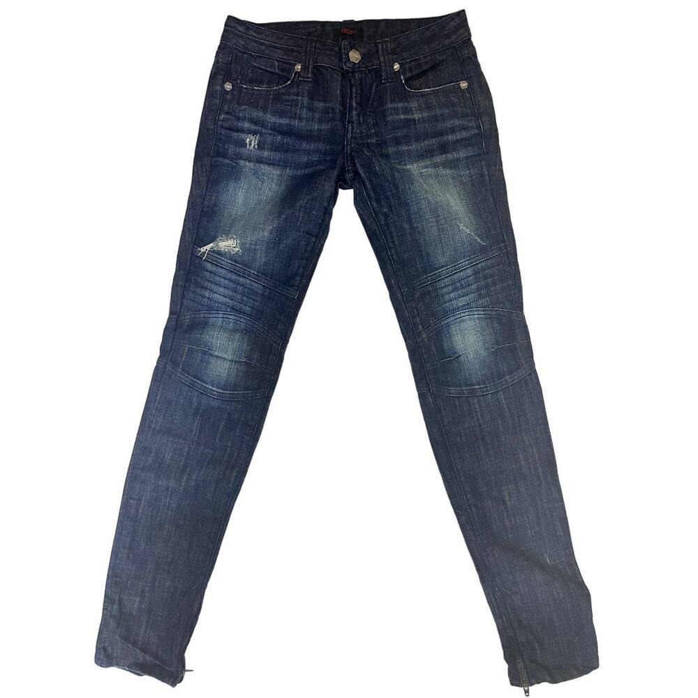 Vintage1 Moto Unisex Ankle Zippers Skinny Jeans Women's size 27